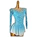 JRUIA Girls' Figure Skating Dress for Competition Lace Ice Skating Training Clothes Gradient Gymnastics Leotards Ballet Skirt,Blue,L
