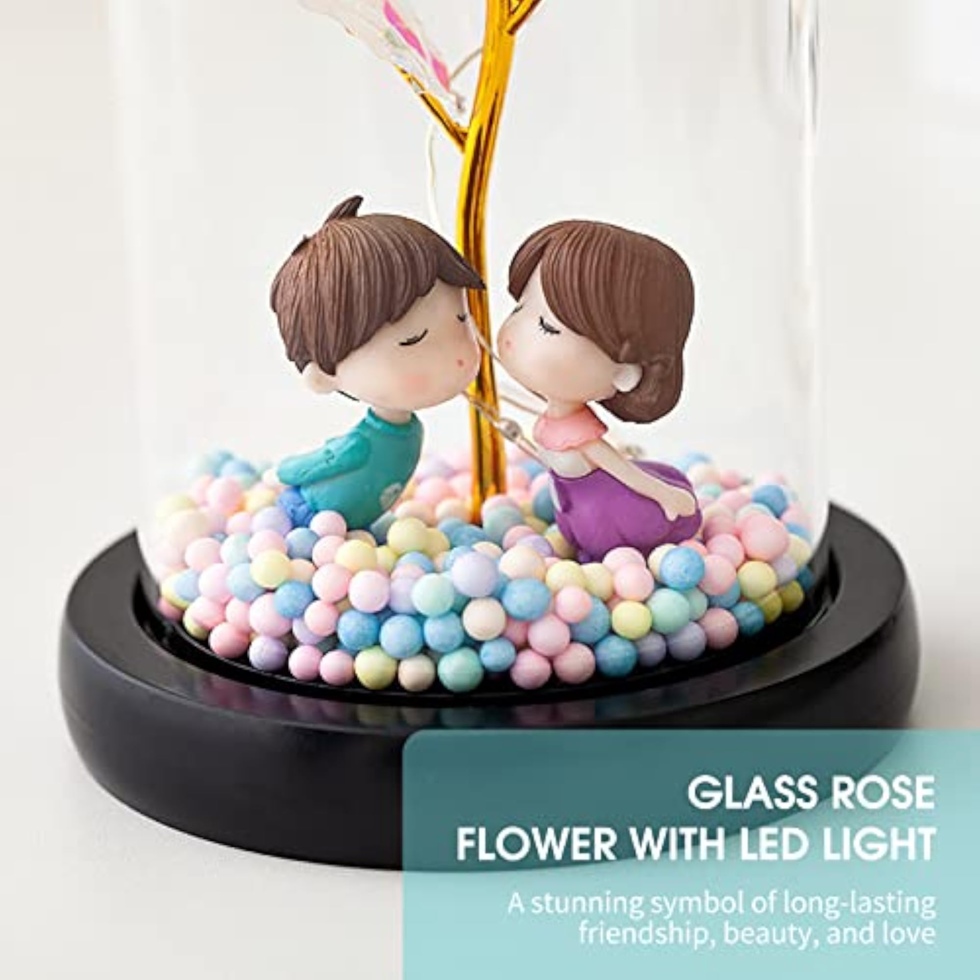Glass Rose Flower LED Light, Forever Rose Gift