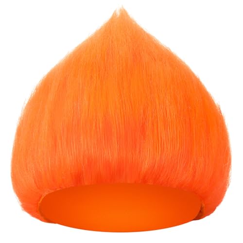 Image of Geyoga 1 Pcs Funny Wig Crazy Hair for Halloween Party,Orange | Funny Colorful Wig Adults Use, Unisex Funky Hairband, Halloween Mardi Gras Cosplay Costume Party Accessories