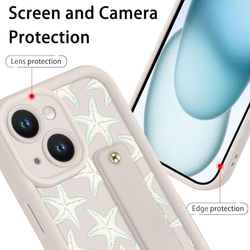 Coque iPhone 15 silicone antichoc motif plage avec support et dragonne 6,1"