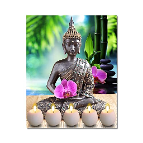 Impressions sur toile Bouddha et fleurs au rendu artistique abstrait pour une déco murale chic