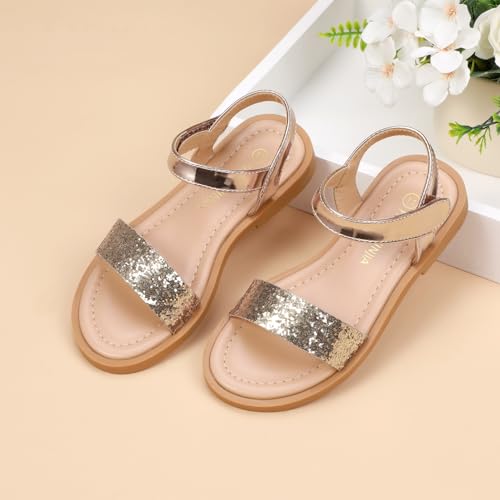 Image of PANDANINJIA Girls Sandals Open Toe Summer Flats Dress Shoes