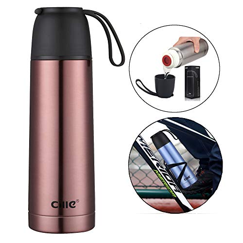 Cille 17 oz Insulated Water Bottles, Stainless Steel Bottle,Metal Double Walled Vacuum Flask