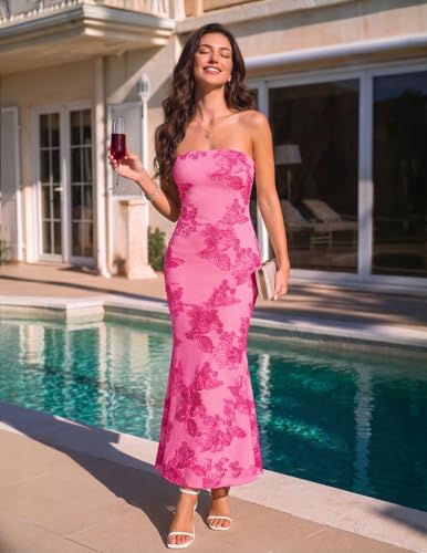 Image of MEROKEETY Women's Summer Floral Wedding Guest Cocktail Maxi Dress