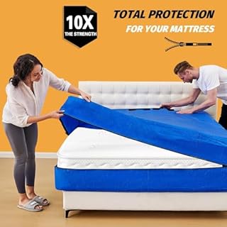 Mattress Bags for Moving, BETU Mattress Protector Waterproof Mattress Cover King Size Storage Bags with 8 Heavy-Duty Handles and Zipper for Bed Extra Thick Large Reusable (82"x79"x15" Blue)