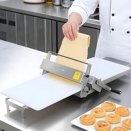 Countertop Dough Sheeter,for All Dough Types & Textures,Stainless Steel Folding Dough Sheeter,w/Carry Handle,0-25mm Adjusted Thickness 35.4x15.7in