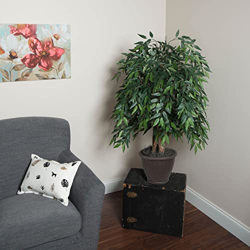 Vickerman 4' Artificial Green Smilax Extra Full Bush, Brown Plastic Container. - Thumbnail 2