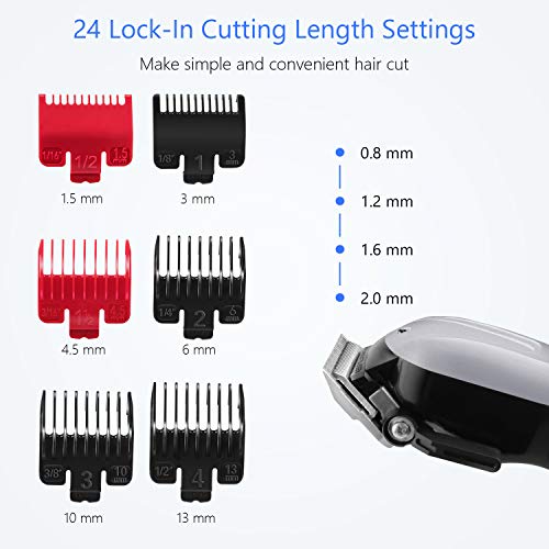 Cordless Hair Clippers for Men SUPRENT, Professional Hair Cutting Kit with 2000mAh Lithium Ion, Stainless steel Blade, Hair Trimmer with Lock-In Length (Silver)