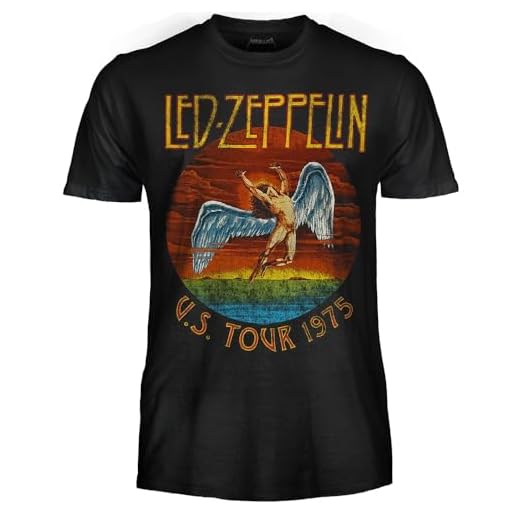 Led Zeppelin Camiseta U.S. Tour 1975. Camiseta Oficial Band Rock. Camiseta Unisex Adulto Niño., Us Tour, XL
