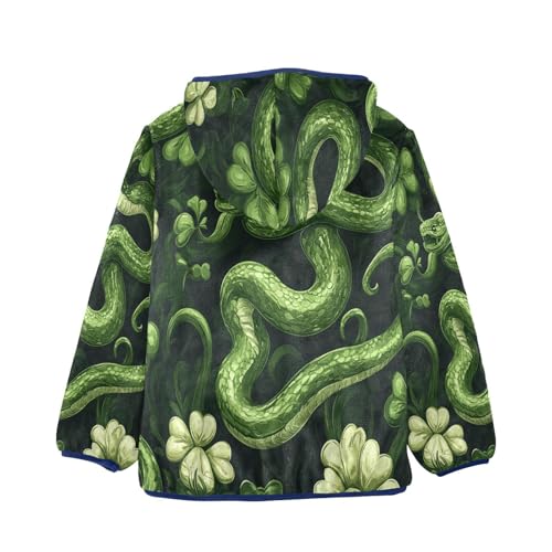 Shamrocks Snakes Pattern Toddler Fleece Jacket Girl Boys Hooded Fleece Jacket Coat Warm Outwear Zip-up 3-10T2