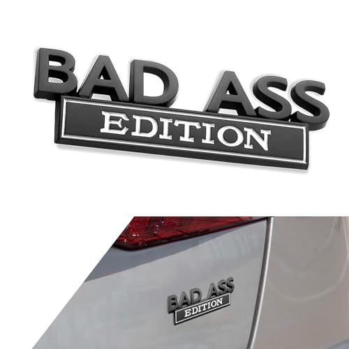 Image of 1 PC Car Fender Badge Stickers, Bad Ass Edition Alloy 3D Three-Dimensional Tailgate Front Grille Hood Anti-Rust Personalized Decoration, Exterior Modification Accessories (White & Black)