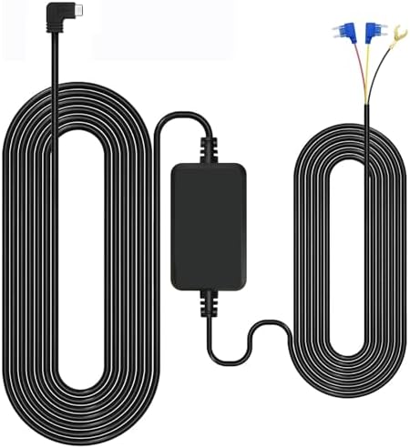 Dash Cam Hardwire Kit, GKU Type C USB MINI(ATS) Hard Wire Car Camera Charger Cable Kit,12V- 24V Car Dash Camera Charger Power Cord with Battery Drain Protection