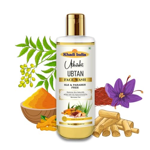Image of Khadi Ubtan Face Wash 200ml | Herbal & Natural | With Turmeric, Saffron & Sandalwood for Tan Removal, Skin Brightening | SLS & Paraben Free | All Skin Types | For Men & Women