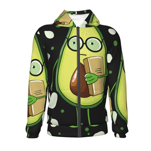 Avocado with Glasses Kid Hoodies Boys Zip Up Sweatshirts Girls Pullover with Pocket2