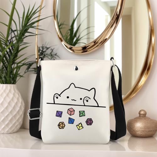TSOTMO Cat Throwing Dice Gift Funny Video Game Bag Gamer Dice Crossbody Bag Gift for Men Women4