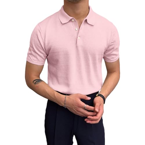 MioRoim Men's Polo Shirt Short Sleeve Knitted Poloshirt with 3 Buttons Summer Golf Shirts2