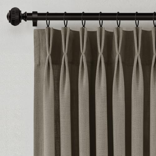 Pinch Pleated Linen Curtains 90 Inches Long 2 Panels Chocolate Brown