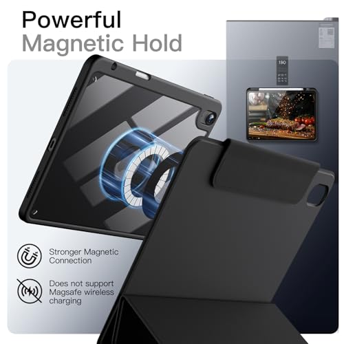 Image of JETech Magnetic Detachable Cover Case for iPad Air 11-Inch M4 /M3 /M2 (2026 /2025 /2024), iPad Air 5th /4th with Pencil Holder, Removable Rotating Cover, Portrait /Landscape Stand (Black)