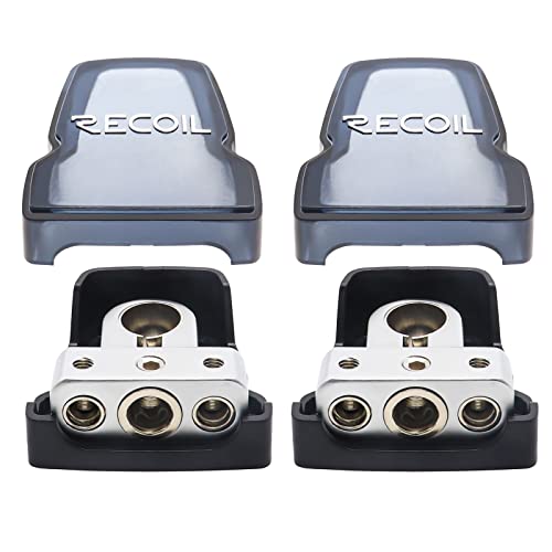 Recoil 2 Pack Premium Solid Brass Positive Negative Battery Terminals Clamps With One 0/2/4 Gauge Output And Two 4/8 Gauge Outputs #TOP4