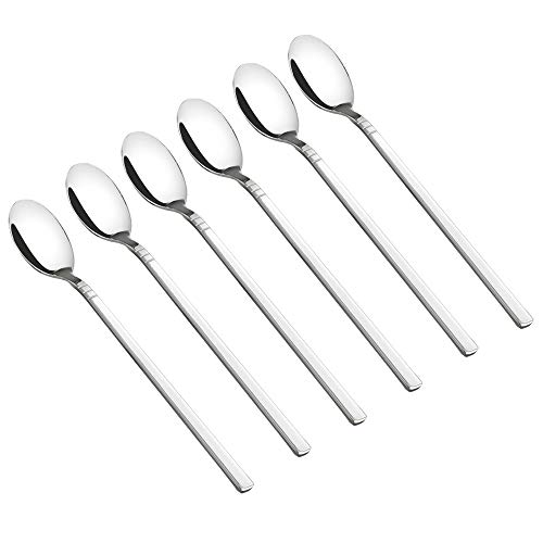 Fosly Lang Griff Teelöffel, Cocktaillöffel, 12 Stück Iced Tea Löffel, Edelstahl Cover