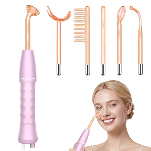 Hochfrequenzstab Gesicht ROMMQB Professionelle 6 Neon-Hauttherapiegerät Tragbare Haut Licht Hochfrequenzgerät für Haarwachstum Akne Falten-Reduzierung Hautstraffung Hochfrequenz Gerat Massager