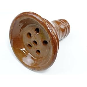 Egyptian Handmade Premium Quality Large Wide Hookah Shisha Nargila Clay Bowl Brown Color 1pc (Made In Egypt)