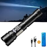 【Extremweitschuss 1.5 km】ASORT led taschenlampe 15000Lumen, mit COB Seitenlicht, Type-C Aufladbar Taktische Taschenlampen, IPX67 Wasserdicht Schwanz mit Magnet für Camping Wandern Notfälle (21700Akku)