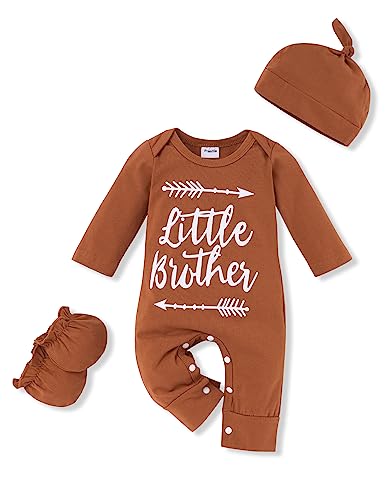 Image of RCPATERN Newborn Baby Boy Clothes Little Brother Romper Jumpsuits 3Pcs Clothing Set Cute Infant Outfit