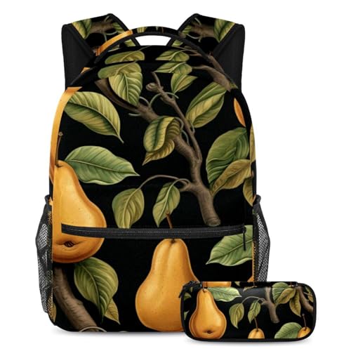 Sac à dos poire Thanksgiving ergonomique et grande capacité avec trousse assortie