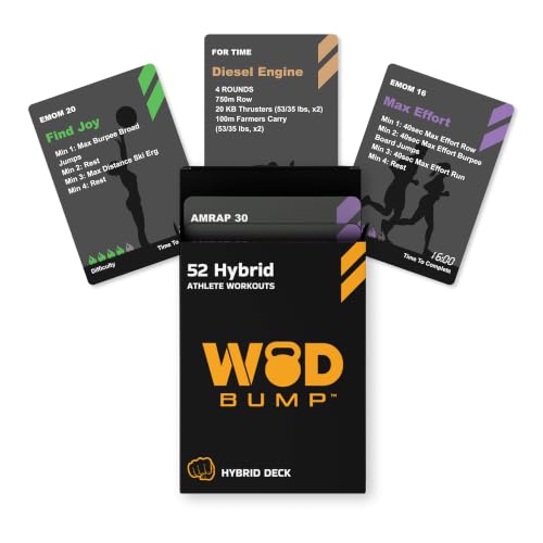 WODBumP Hybrid Athlete Workout Cards – 52 Exercise Cards Deck | Strength & Endurance Race Training Hybrid Athlete Deck