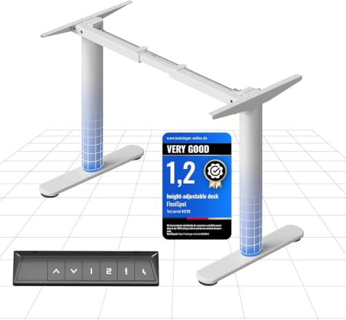 FLEXISPOT LunoX Scrivania regolabile in altezza – con gambe di tavolo eleganti e arrotondate (forma rotonda), design armonioso, altezza 71–118 cm, capacità di carico 80 kg, protezione anti-collisione