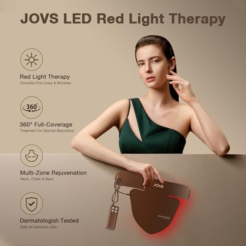 Image of JOVS LED Neck & Chest Mask, LED Red Light Therapy for Neck, 66 LED Light Beams and 630nm Red Light Therapy for Neck Decollete Chest Body, Skin Care Device at Home and Travel