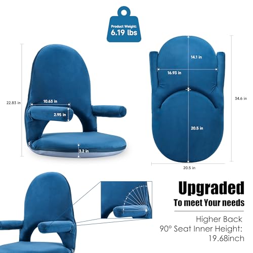 Floor Chair with Adjustable Back Support Armrests and 33.5inch Floor Table Nnewvante