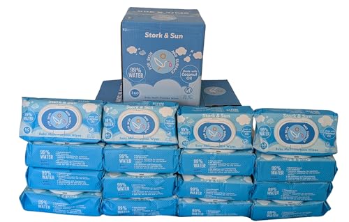 Baby Wipes Unscented PFAS Free Extra Thick 8x7 | 1 Wipe Per Diaper Change | 360 Wipes (6 Pack) | Coconut Oil Hypoallergenic One-Handed Pop Top