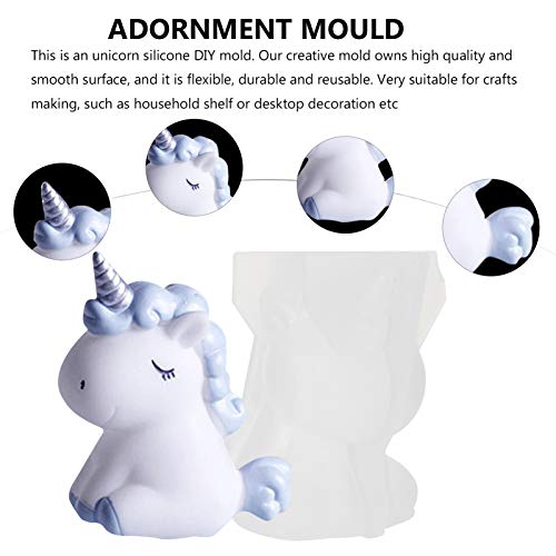 HEMOTON Molde de silicone de unicórnio 3D molde de resina de animal para projetos de artesanato, vel
