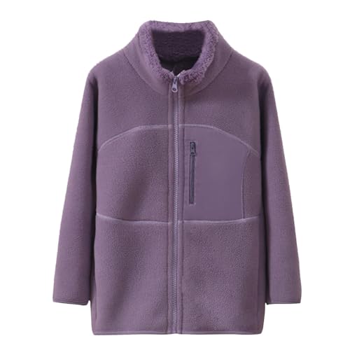Plush Fleece Jacket for Boys Girls Polar Fleece Warm Fall Winter Coat Top Zip Pocket Color Block Fuzzy Outerwear