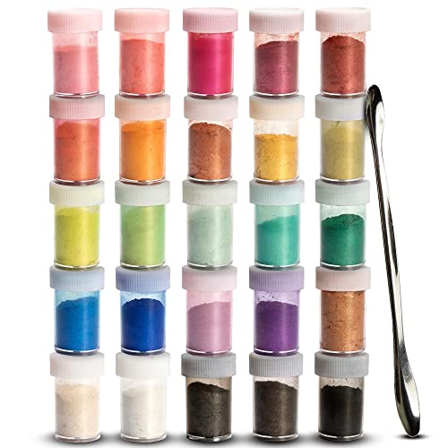 Tritart 25 Unidades Pigmento de Mica para Resina Epoxi - Pigmentos de Mica Metálica en Tinte Colorante en polvo - Proyectos de Bricolaje, Cosméticos, Slime, Resina, Velas y Más Cover