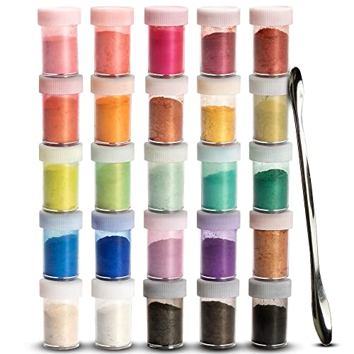 Tritart Mica Poeder 25 Stukken voor Epoxyhars - Metallic Micapoeder Pigment voor DIY Projecten, Cosmetica en Wax Melts - Kleurpigment voor Hars - Micapoeder Pigmenten