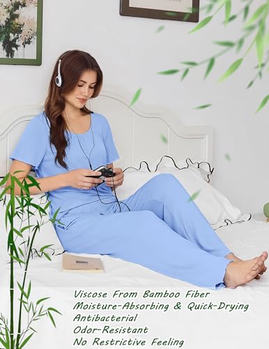 Ekouaer Bamboo Viscose Pajama Set – Short Sleeve — view 5