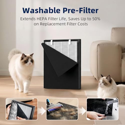 Image of 2 Set P358 Replacement Filter for HEAPETS P358 Pet Air Purifier, 3-in-1 P358 Air Purifier Filter Includes 12 Pre-Filters and 4 Composite Filter, Compare Part #PJ358-2LX6JDM