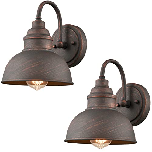 DIRYZON Rustic Wall Sconces Set of 2 Gooseneck...