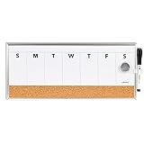 U Brands Dry Erase Weekly Combo Board, 7' x 16' Inches, Office Supplies, Silver Aluminum Frame