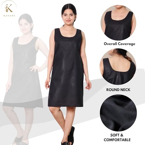 Image of KASANI Women's Camisole Cotton Long Knee-Length Sameej /Slip /Inner, Sleeveless, Pack of 2