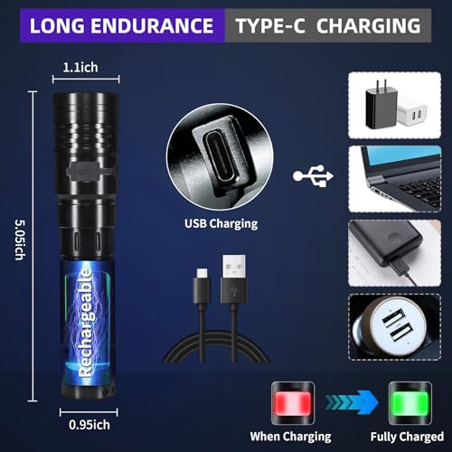 Image of DARKBEAM Flashlight UV 365nm Black Light High Power 3 LEDs USB -C Rechargeable, 20W Mini Woods Lamp Ultraviolet with Filter - Detector for Pet Urine, Blood Tracking - Leak Detection - Resin Curing