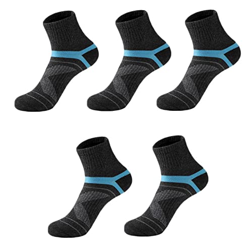 Generisch Calcetines de longitud media para hombre, calcetines deportivos, calcetines de baloncesto, corte bajo, antideslizantes, absorbentes de sudor, transpirables, gruesos, 5 pares de calcetines