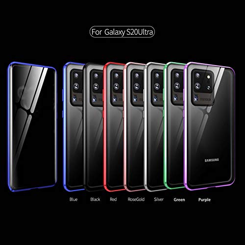 Biubiucase Aluminum Alloy Frame Magnetic Multi-Points Adsorption Anti-Peeping Tempered Glass Phone Case For Samsung Galaxy S20/S20+/S20 Ultra (Galaxy S20 Ultra,Red) #TOP6