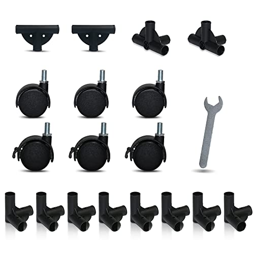 Cosaving Kunststoffverbinder für Pool-Aufbewahrungsbehälter, 12 Kunststoffteile für Rohr mit 19 mm Durchmesser und 6 Universalräder Cover