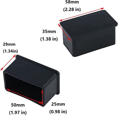 Antrader 4Pcs Table Chair Leg Tips Rectangle Shaped Rubber Pvc Furniture Pads Foot End Caps Covers Protectors 1" X 2" #TOP1