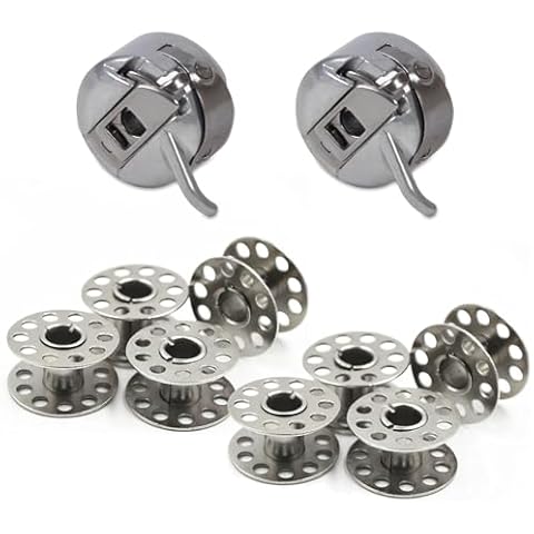 2 Bobbin Cases and 8 Metal Bobbins for Sewing Machines Cover