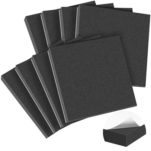 MYFAMIREA 8 PCS Adhesive Foam Padding Sheets Closed Cell Self Adhesive Sticky Foam Pads, 1/2" Thick 6'' x 6'' Neoprene Rubber Sheets Non-Slip Insulation Pads Vibration for Furniture Crafts Cars, Black